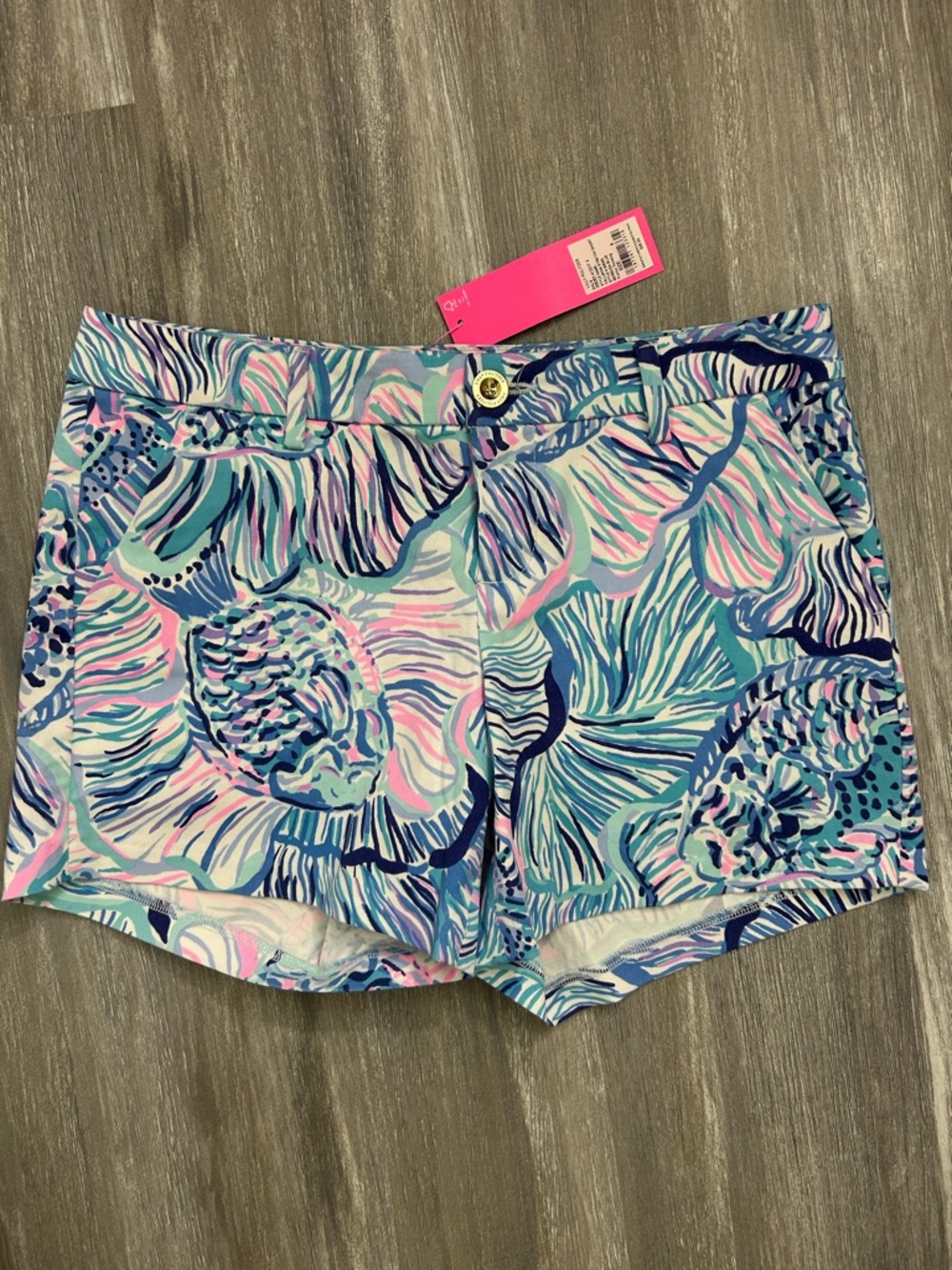 NWT Lilly Pulitzer Callahan stretch shorts, Bermuda Blue, Fishful Thinking, Sz 4 - Picture 9 of 9